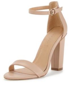 Shoe Box Daisy High Block Heeled Ankle Strap Sandals - Nude